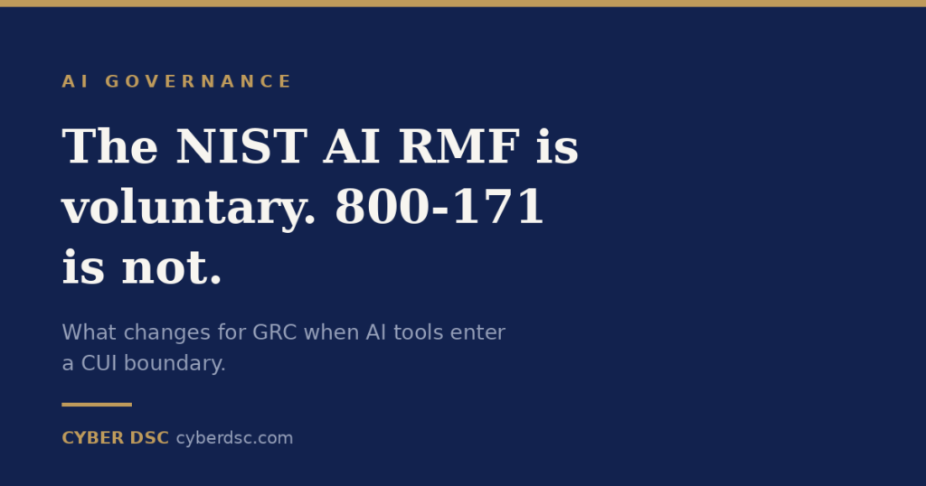 grc-ai-rmf-featured.png): The NIST AI Risk Management Framework is voluntary while NIST SP 800-171 requirements remain mandatory for defense contractors